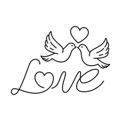 love label with doves isolated icon