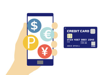 キャッシュレス決済に使えるクレジットカードとスマホと手