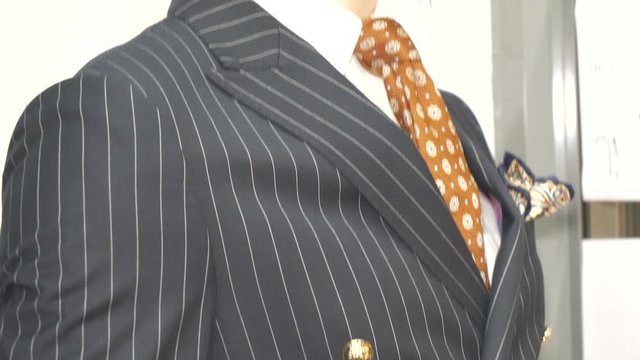 A men&rsquo;s striped suit trousers on a maneken
