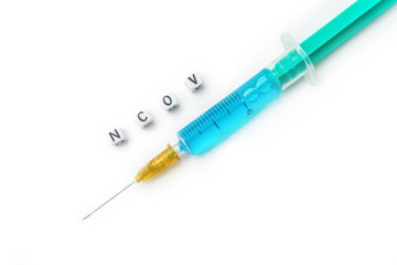 Fototapeta premium Novel coronavirus - 2019-nCoV concept, syringe isolated on white
