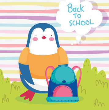 back to school education cute penguin backpack