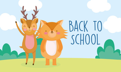 back to school education deer and fox outdoor