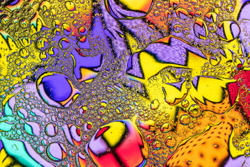 Psychedelic Abstract background. Bubbles of water and oil.