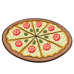 Pizza food illustration of mozzarella, cheese, salami. Ideal for catalogs, newsletters and institutional food material