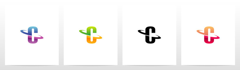 Swoosh Graphic On Letter Logo Design C