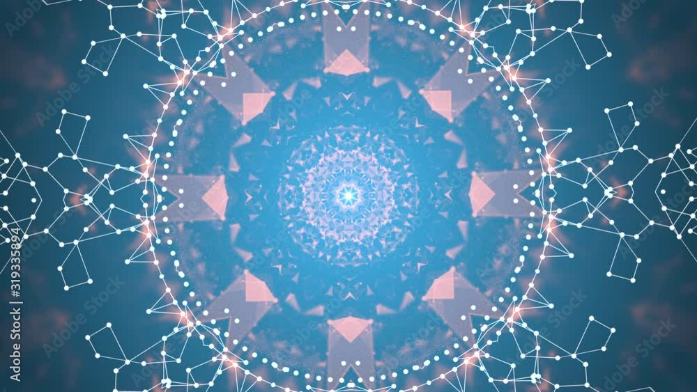 Poster blue star explosion into the creation of a beautiful nebula of polygonal particles connection.