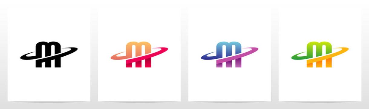 Swoosh Graphic On Letter Logo Design M