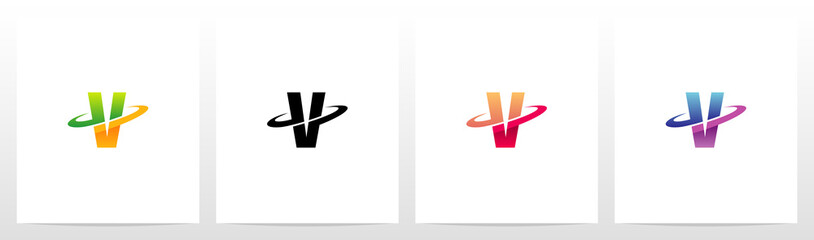 Swoosh Graphic On Letter Logo Design V