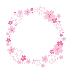 Obraz na płótnie Canvas 可愛い桜の花の丸型デコレーションフレーム