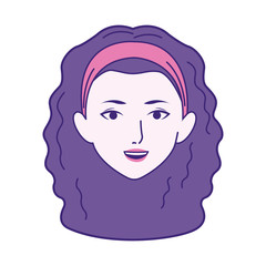 cartoon girl with curly hair icon, colorful design