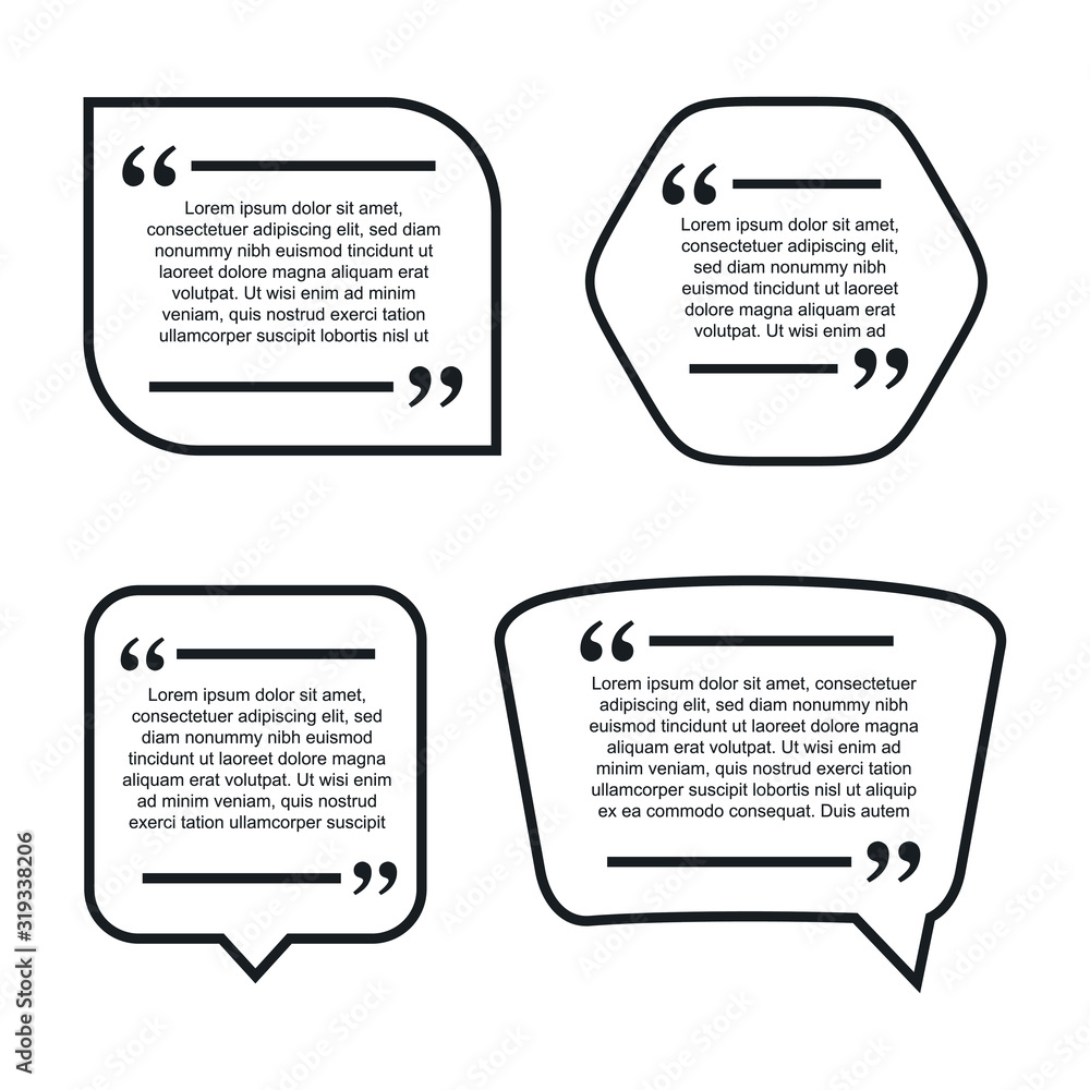 Leinwandbilder colored quote speech bubble template. set different shape geometric texting boxes. quotes form and s