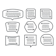 Colored quote speech bubble template. set different shape geometric texting boxes. Quotes form and speech box isolated on white background. Vector illustration.