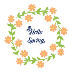 Elegant leaf and flower frame design, for hello spring greeting card template design. Vector