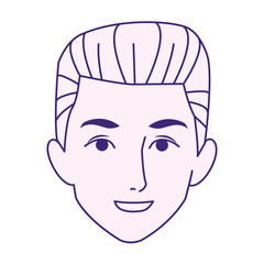 young man face smiling icon, flat design