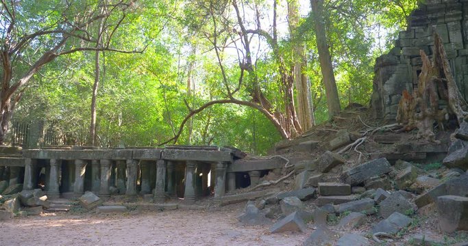 Beng Mealea ancient temple ruines in the middle of jungle forest in Sieam Ream, Cambodia