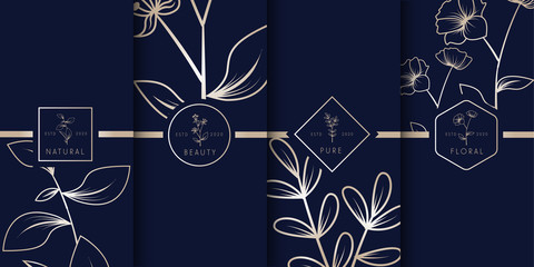 Luxury logo design packaging floral collection vector eps 10