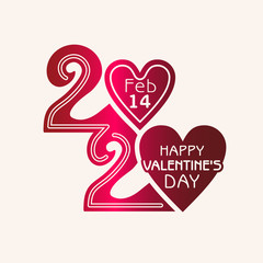 Happy Valentine's Day. 2020. Stylish vector monogram logo Valentines Day in the style of 20s zero in the shape of a heart.
