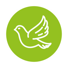 silhouette of dove with heart on white background