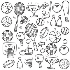 Set of sports doodle vector illustration in cute hand drawn style  © Muhamad