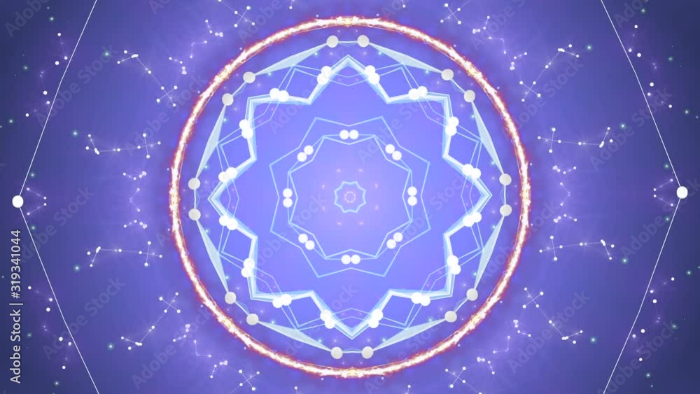 Poster motion graphic for abstract datacenter or server. geometrical pattern in circular motion with row of