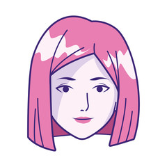 cartoon woman with short hair, colorful design