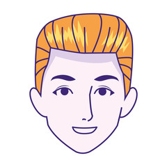 young man face smiling icon, colorful design
