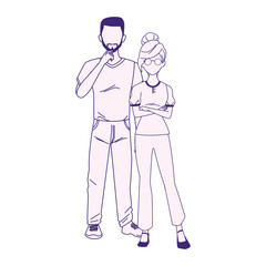 Young couple standing and wearing casual clothes
