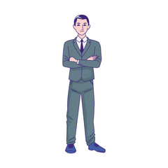 cartoon businessman standing icon