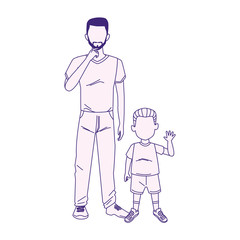 cartoon man with little boy, flat design