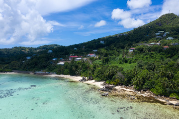 Anse Royale beach drone view in Mahe Island Seychelles 
