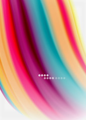 Wave lines abstract background, smooth silk design with rainbow style colors. Liquid fluid color waves. Vector Illustration