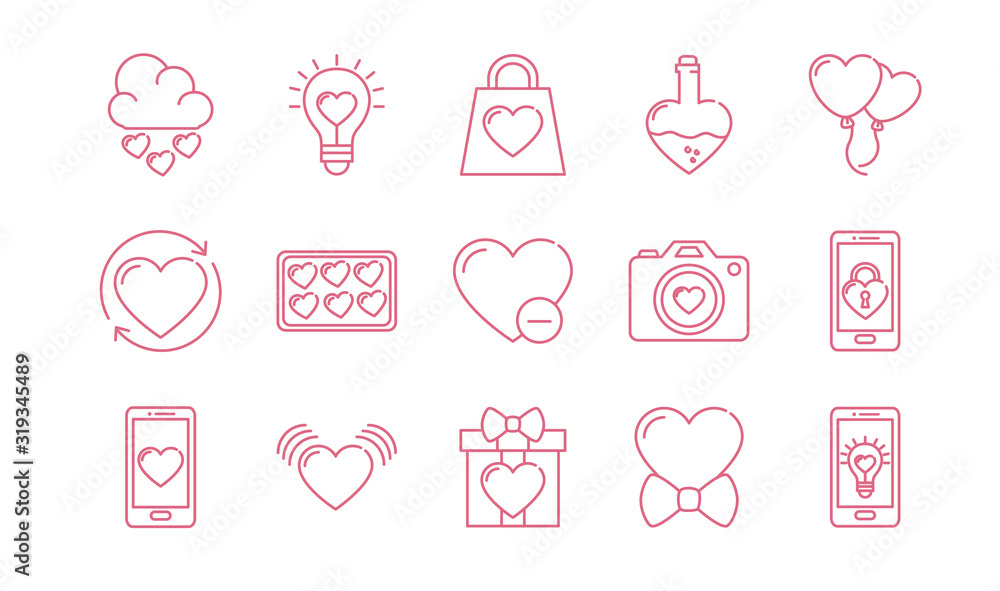 Sticker Isolated love icon set vector design