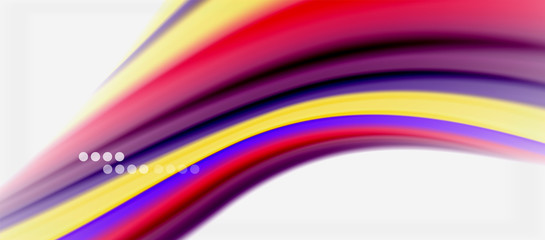 Wave lines abstract background, smooth silk design with rainbow style colors. Liquid fluid color waves. Vector Illustration