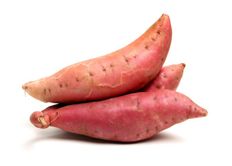 sweet potatoes on the white background