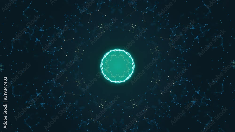 Aufkleber blue star explosion into the creation of a beautiful nebula of plexus particles.