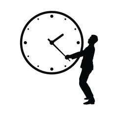 Business man with clock silhouette vector