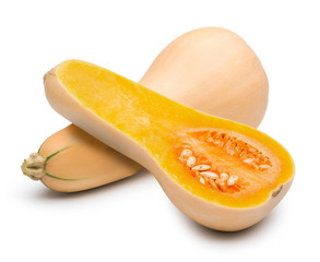 Butternut squash (Pumpkin) isolated on white with clipping path.