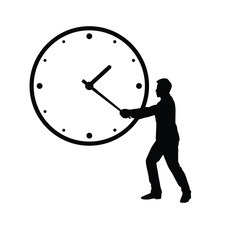 Business man with clock silhouette vector