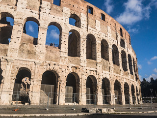 Fototapeta premium The Colosseum or Coliseum or the Flavian Amphitheatre, an oval amphitheatre in the centre of the city of Rome, Italy