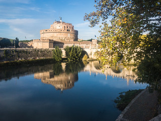 The Mausoleum of Hadrian or Castel Sant'Angelo (English: Castle of the Holy Angel) in Rome, Italy....
