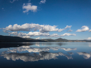 Lake Bracciano, a lake of volcanic origin in the Italian region of Lazio, near Rome. It is the...