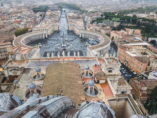 View from the top of The Papal Basilica of St. Peter in the Vatican (Italian: Basilica Papale di...
