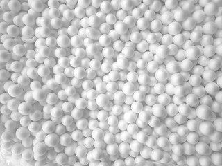 Background of white circle styrofoam ball pattern texture foam surface abstract background - obrazy, fototapety, plakaty
