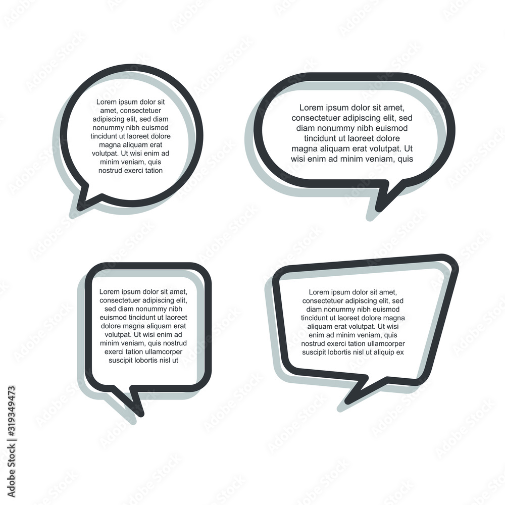 Poster collection of scribbled comic speech bubbles. colored quote speech bubble template. quotes form and 