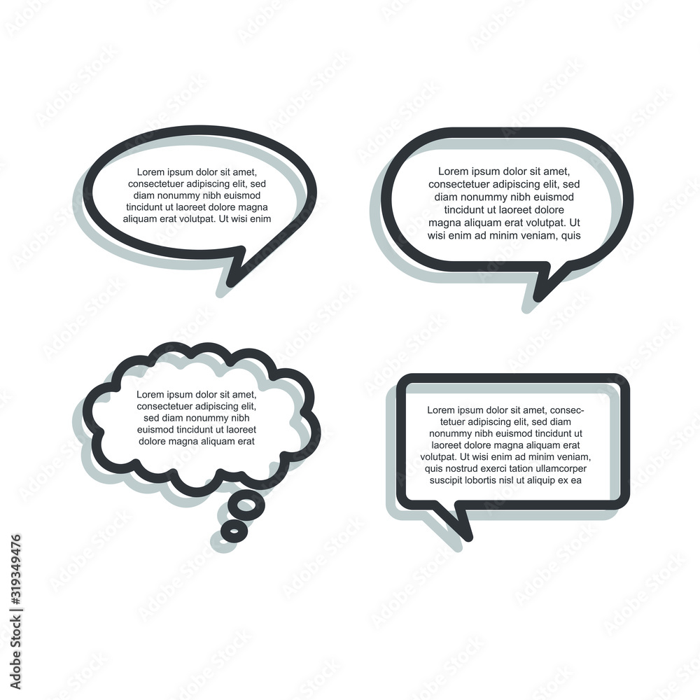 Poster collection of scribbled comic speech bubbles. colored quote speech bubble template. quotes form and 