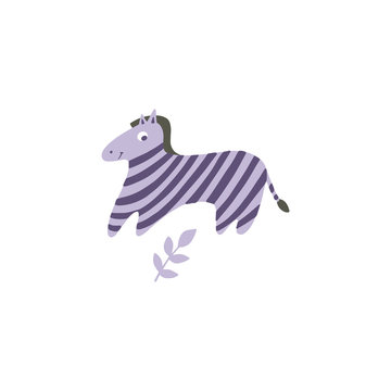 Zebra. Violet color. Template cute baby modern fashion design.