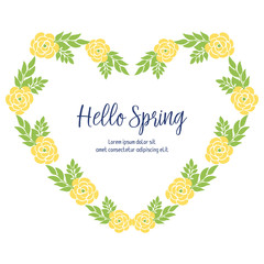 Elegant pattern of leaf and flower frame, for hello spring greeting card wallpaper design. Vector