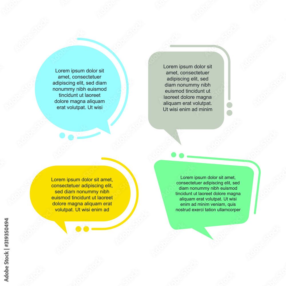 Leinwandbilder colored quote speech bubble template. set different shape geometric texting boxes. quotes form and s
