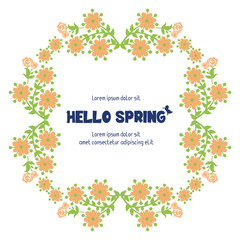 Seamless leaf and floral frame design, for hello spring greeting card design. Vector
