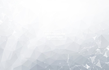 Abstract White Polygonal Space Background with Connecting Dots and Lines.  Connection structure. Vector science Futuristic HUD background.